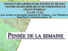 La pensée de la semaine du 21 au 27 Juillet 2025