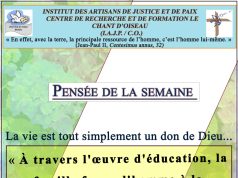 La pensée de la semaine du 04 au 10 Aout 2025