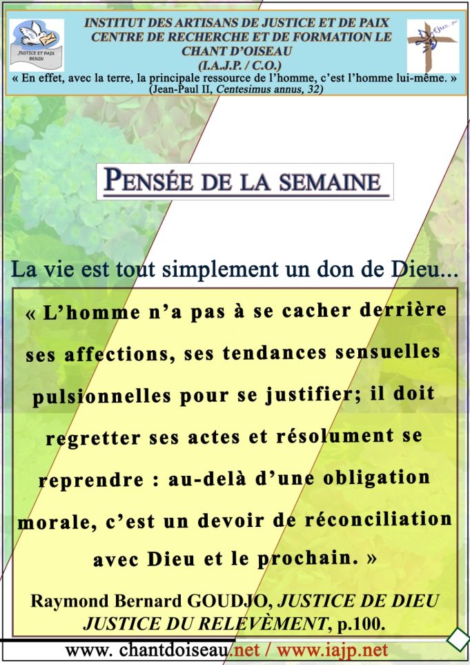 La pensee de la semaine du 25 Aout au 01 Septembre 2025