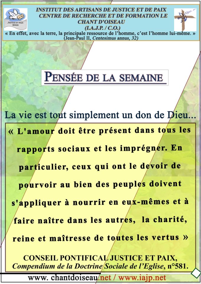 Pensee a la Semaine du 18 au 24 Aout 2025