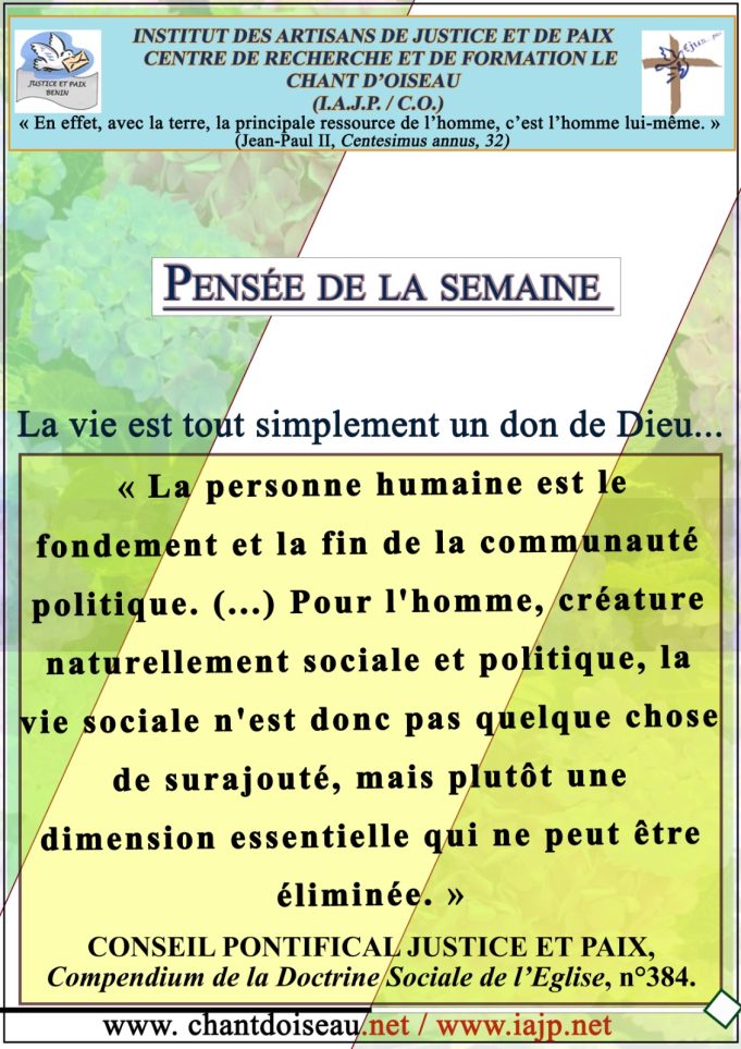 La pensee de la semaine du 01 au 07 Septembre 2025