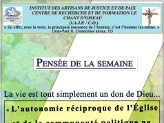 La pensée de la semaine du 29 Septembre au 05 Octobre 2025