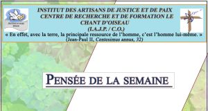 La pensée de la semaine du 29 Septembre au 05 Octobre 2025