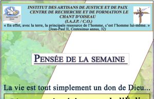 La pensée de la semaine du 29 Septembre au 05 Octobre 2025