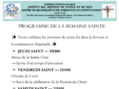 Programme de la semaine sainte au Chant d’Oiseau.